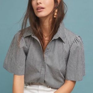 Gingham statement sleeve button up